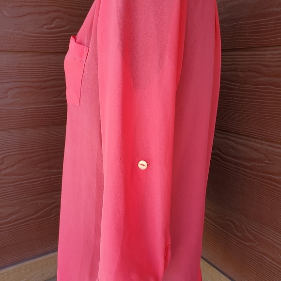 A. Byer Women's Coral Pink 3/4 Sleeve Blouse Size Medium EUC - Picture 12 of 14